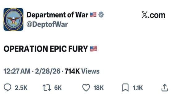 وزارة الحرب الاميركية تطلق تسمية الغضب الملحمي على العملية العسكرية في إيران