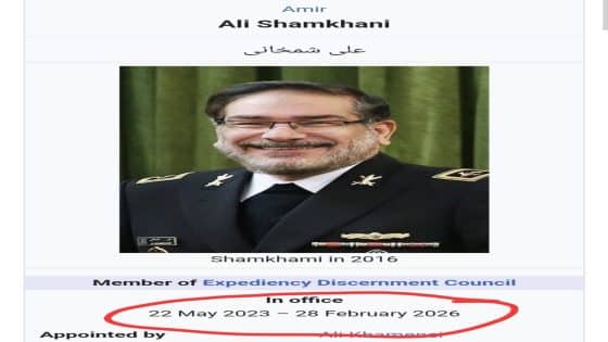 ويكيبيديا تضع تاريخ استشهاد علي شمخاني